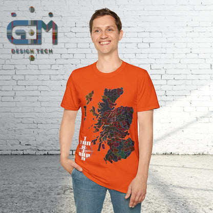 Scotland Tartan Clan Map Softstyle T-Shirt, Unisex Tee, Scotland Shirt, Various Colours