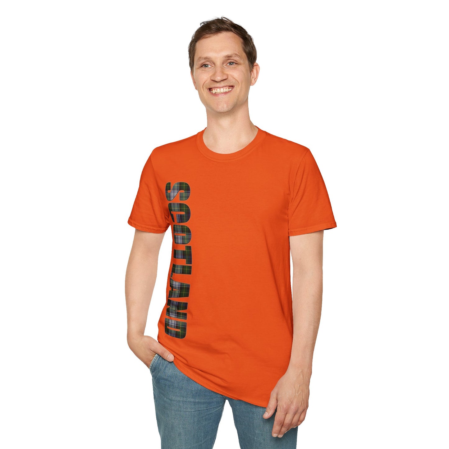 Scotland Lettering Gordon Dress Tartan Softstyle T-Shirt, Unisex Tee, Various Colours