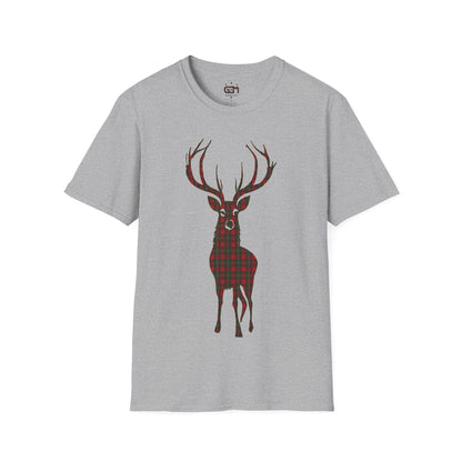 Tartan Stag Softstyle T-Shirt - MacGregor Tartan, Unisex Tee, Scottish Scenery, Various Colours