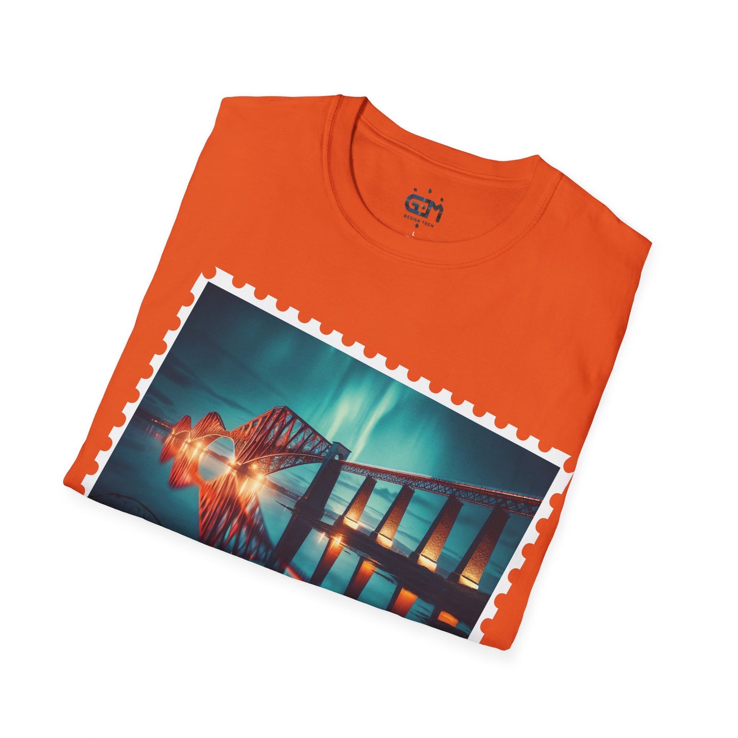 Postcard Forth Rail Bridge Art Softstyle T-Shirt, Unisex Tee, Scotland Shirt, Various Colours