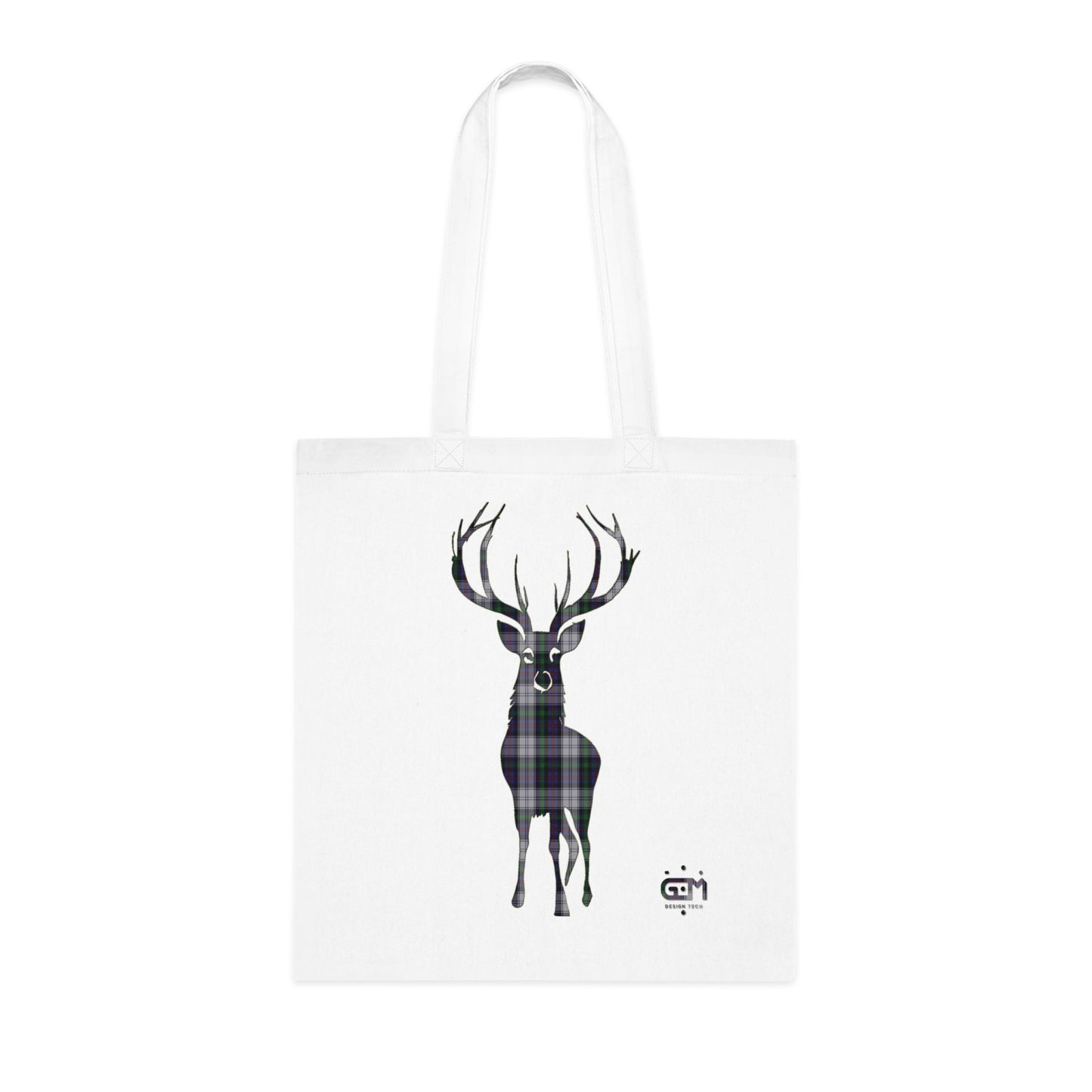 Reversible Scotland Tartan Stag Cotton Tote Bag - Argyle Dress Tartan