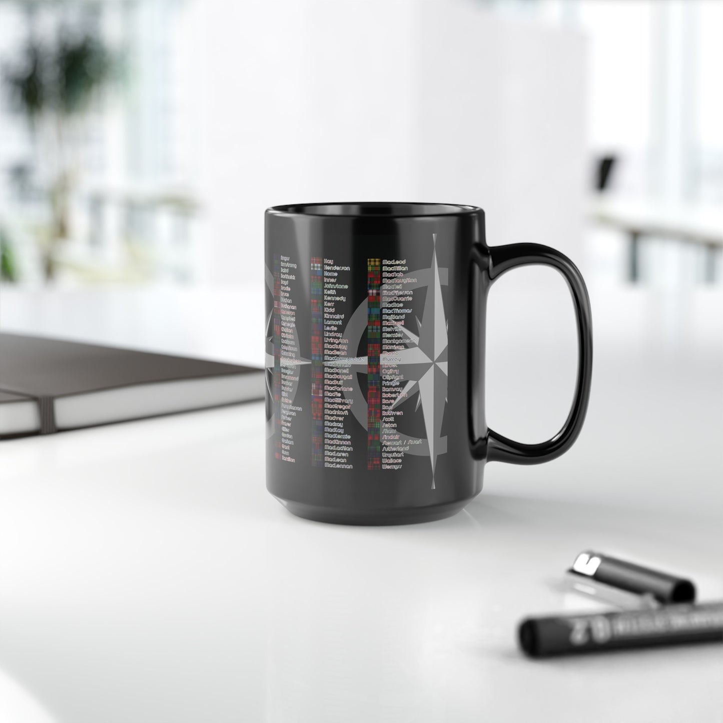 Carte des clans d'Écosse Tartan Mug, tasse à café, tasse à thé, noir