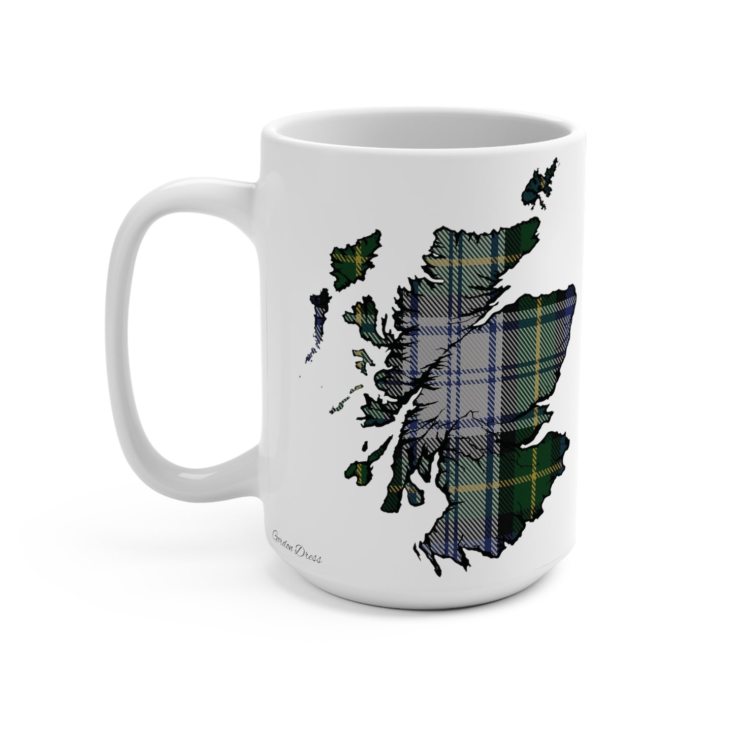 Scotland Map Mug 15oz, Gordon Dress Tartan