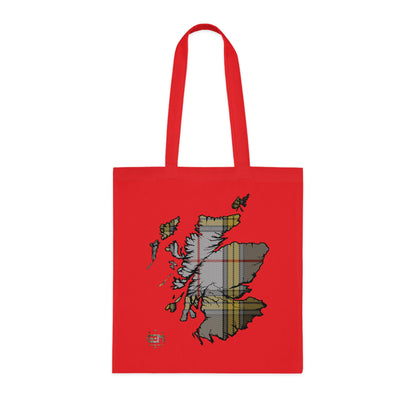 Reversible Scotland Tartan Map Cotton Tote Bag - Buchanan Tartan