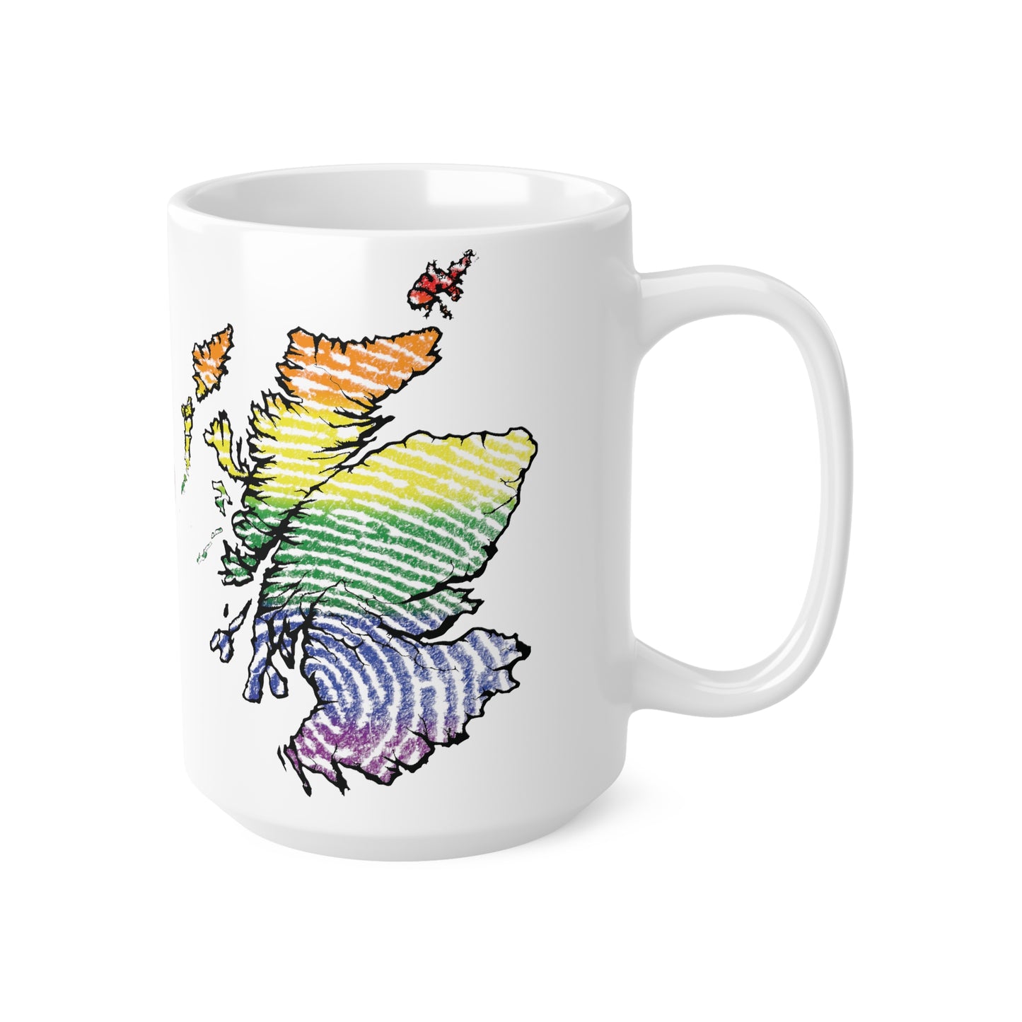 Scotland Map Pride Fingerprint Mug, White