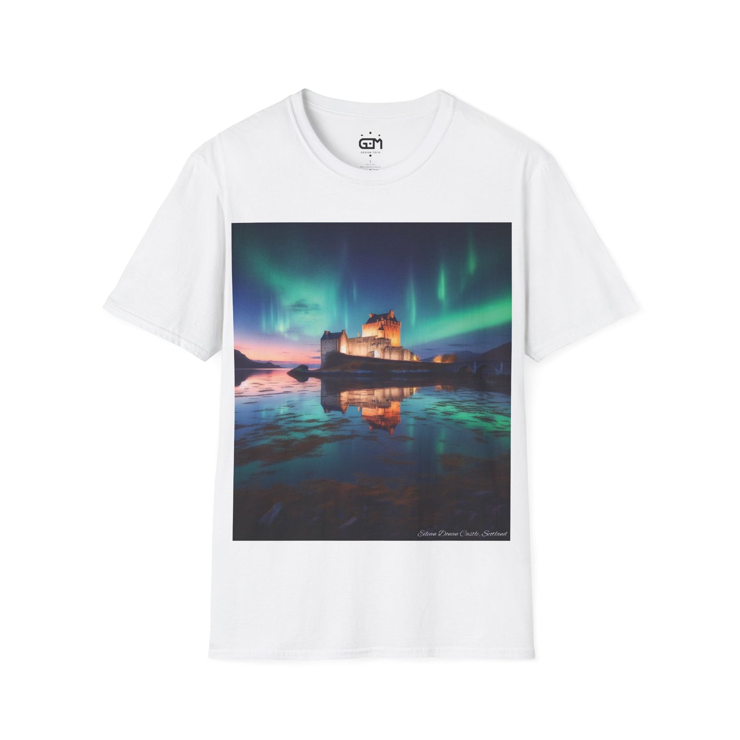 Eilean Donan Castle with Northern Lights Softstyle T-Shirt, Unisex Tee, Scotland Shirt, Scottish Landmark, Nature, Scenery, Various Colours