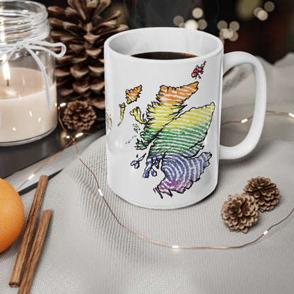 Scotland Map Pride Fingerprint Mug, White