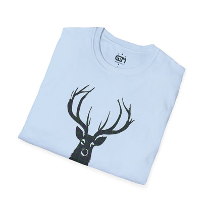 Tartan Stag Softstyle T-Shirt - Argyle Tartan, Unisex Tee, Scottish Scenery, Various Colours