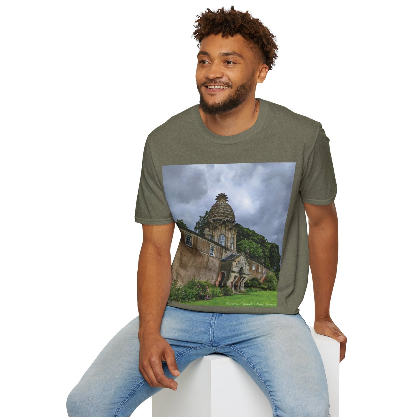 Dunmore Pineapple Photo Softstyle T-Shirt, Unisex Tee, Scotland Shirt, Scottish Landmark, Nature, Scenery, Various Colours