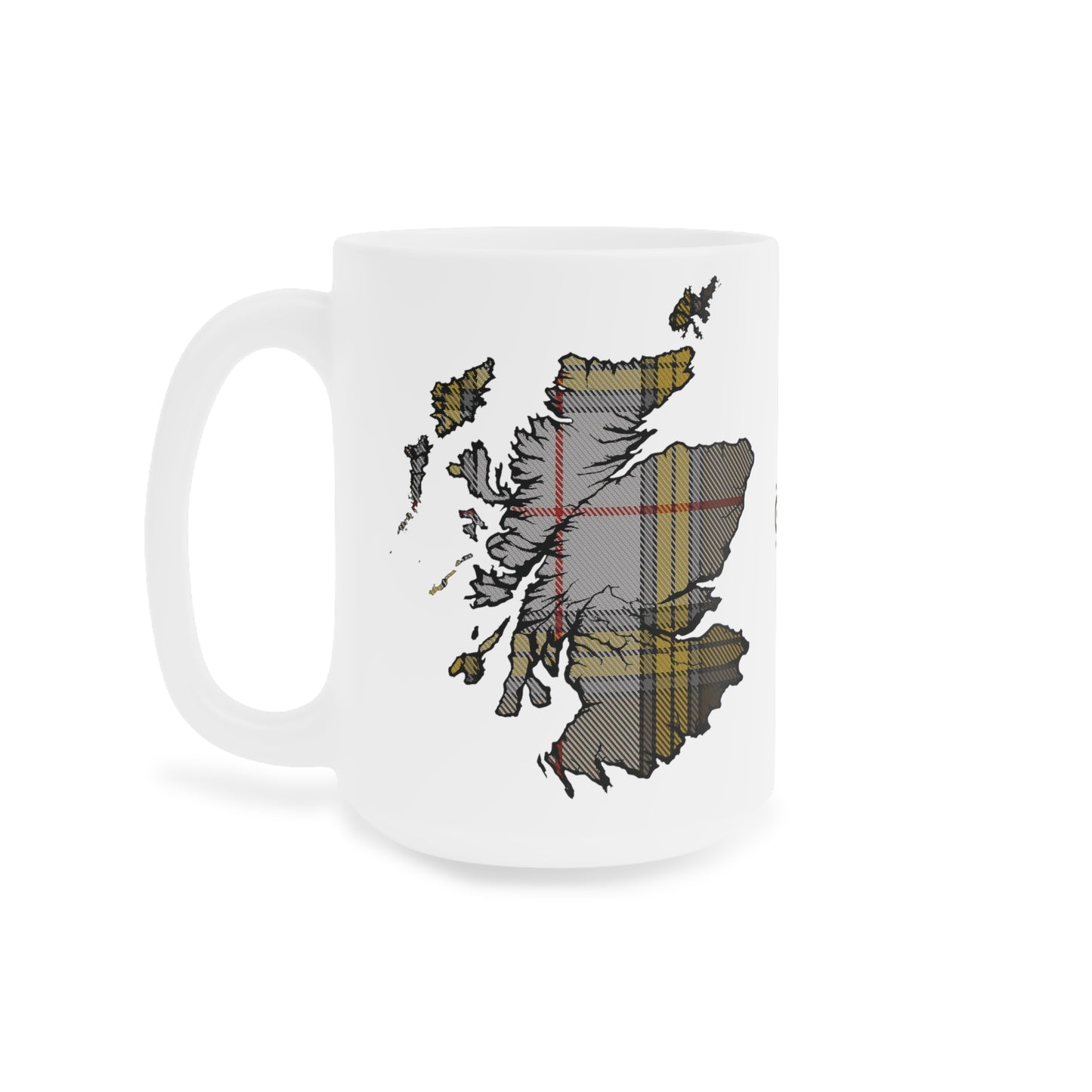 Scotland Tartan Map Mug - Buchanan Tartan, Various Sizes