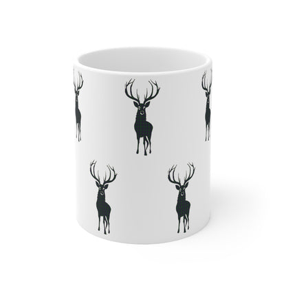 Tartan Stag Mug - Argyle Tartan, Coffee Cup, Tea Cup, Scotland, White