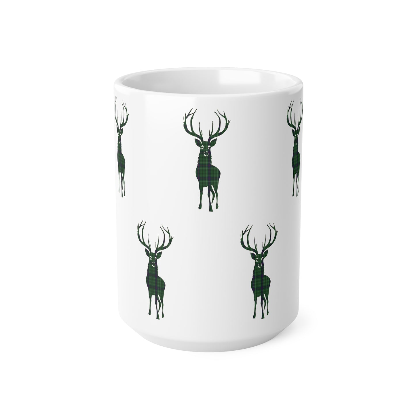 Tartan Stag Mug - Duncan Tartan, Coffee Cup, Tea Cup, Scotland, White