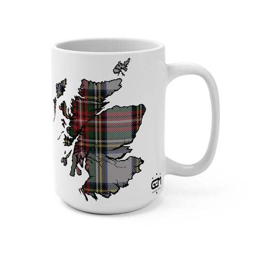 Scotland Map Mug 15oz, Stewart Dress Tartan