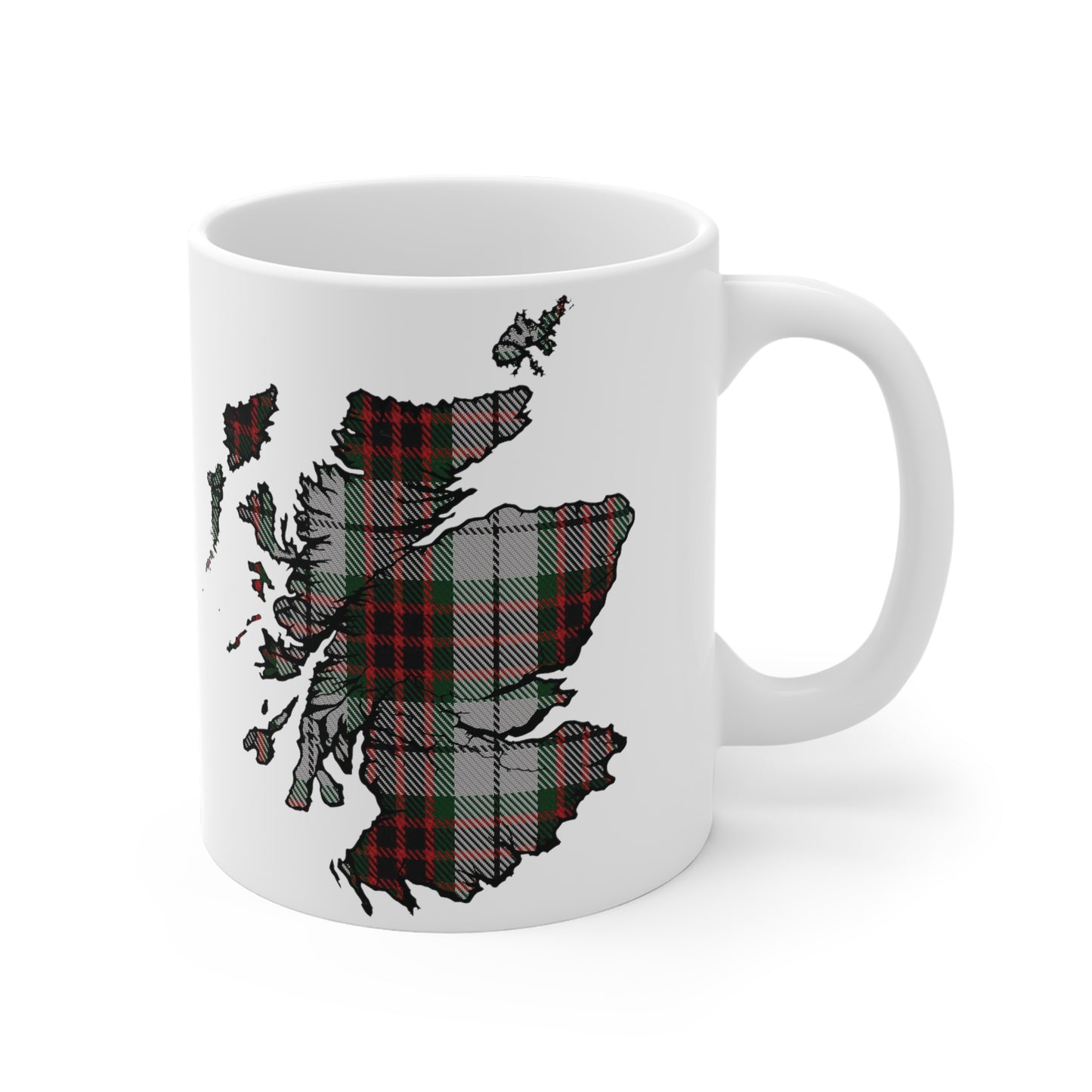 Scotland Tartan Map Mug - Fraser Tartan, Various Sizes