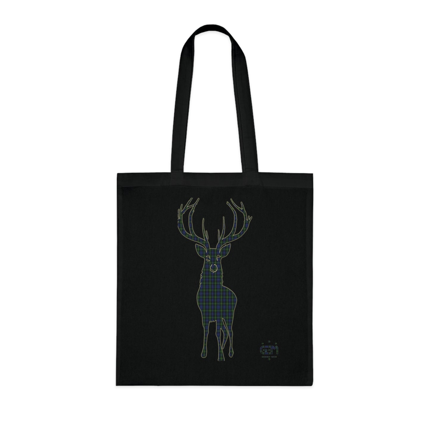 Reversible Scotland Tartan Stag Cotton Tote Bag - Gordon Tartan