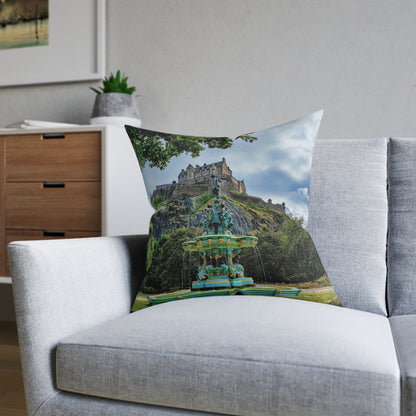 Ross Fountain & Edinburgh Castle Photo Square Cushion, Various Sizes