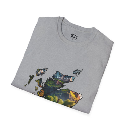 Edinburgh Castle with Fountain Scotland Map Softstyle Unisex T-Shirt, Scotland Shirt, Scottish Landmark Tee