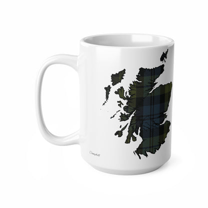 Campbell Tartan Scotland Map Mug, Coffee Cup, Tea Cup, Scotland, White