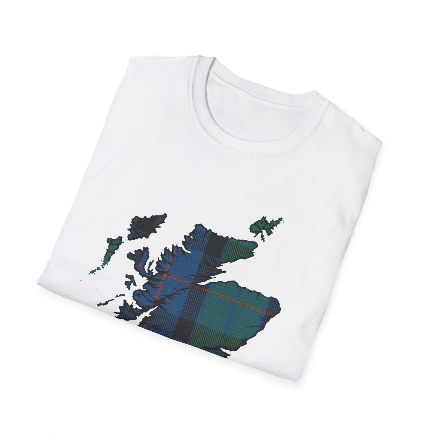 Tartan Scotland Map Softstyle T-Shirt unisexe - Fleur d’Écosse Tartan Tee 