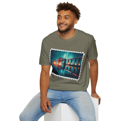 Postcard Forth Rail Bridge Art Softstyle T-Shirt, Unisex Tee, Scotland Shirt, Various Colours